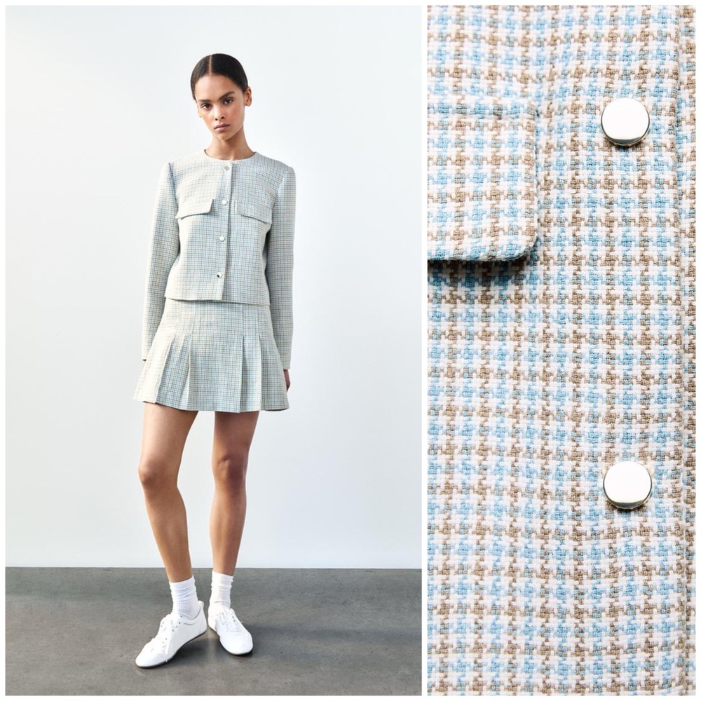 ZARA ~ ROPPED CHECK BLAZER